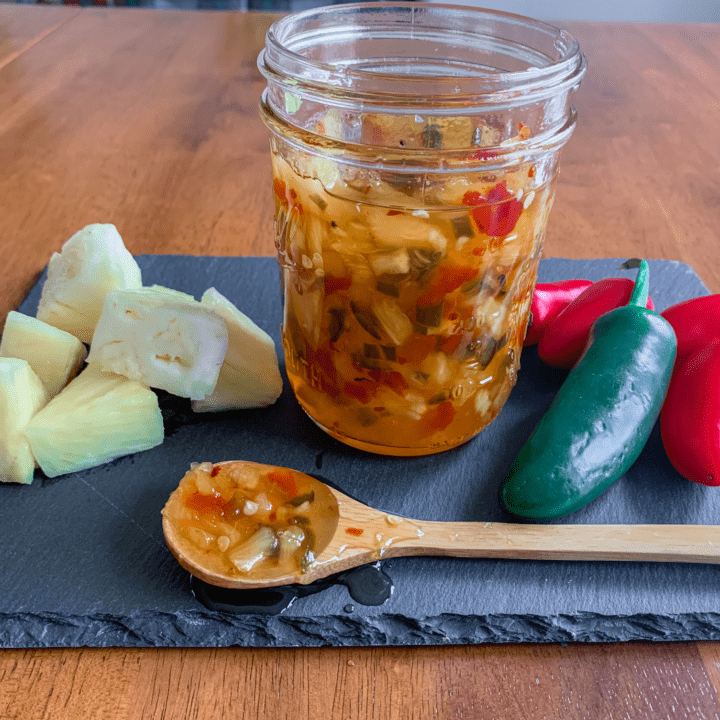 sweet and spicy pineapple jalapeno hot sauce
