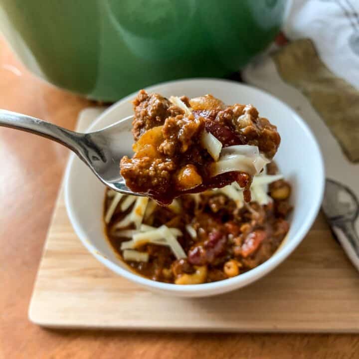 A spoonful of chili mac