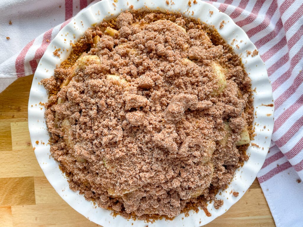 Apple Pie With Crumble Topping Ready to be Baked