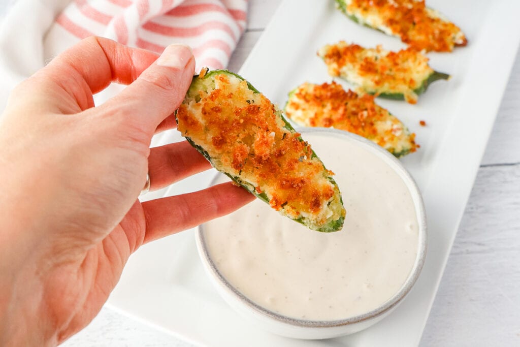 Serve your air fried jalapeno poppers with ranch