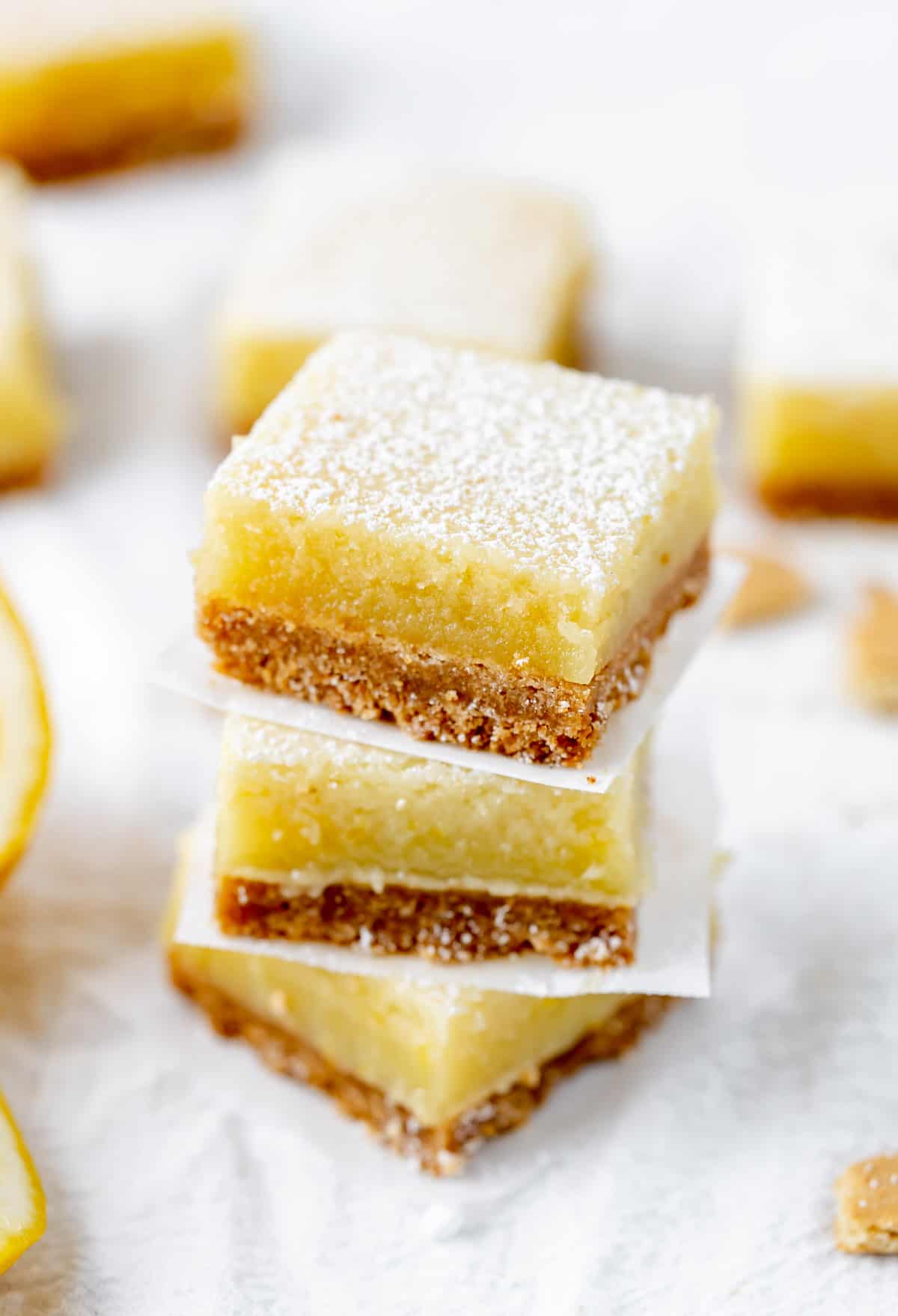 Easy Lemon Bars with a graham cracker crust among other lemon squares