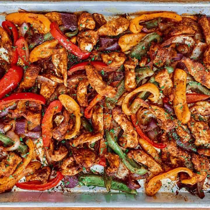 Fully cooked strips of chicken, peppers, and onions. Sprinkled with herbs.